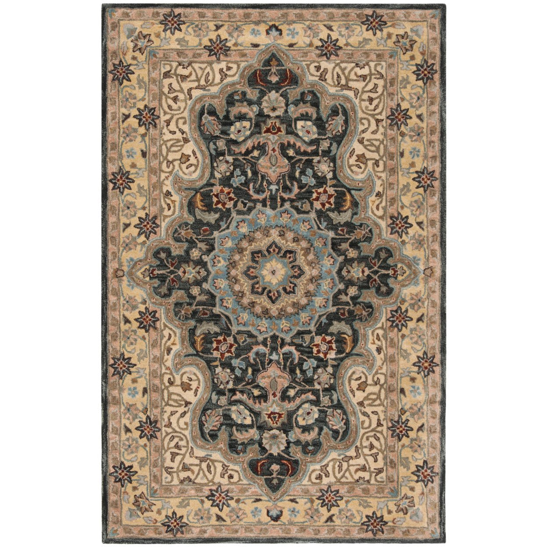 SAFAVIEH Heritage HG918A Handmade Creme / Black Rug Image 1