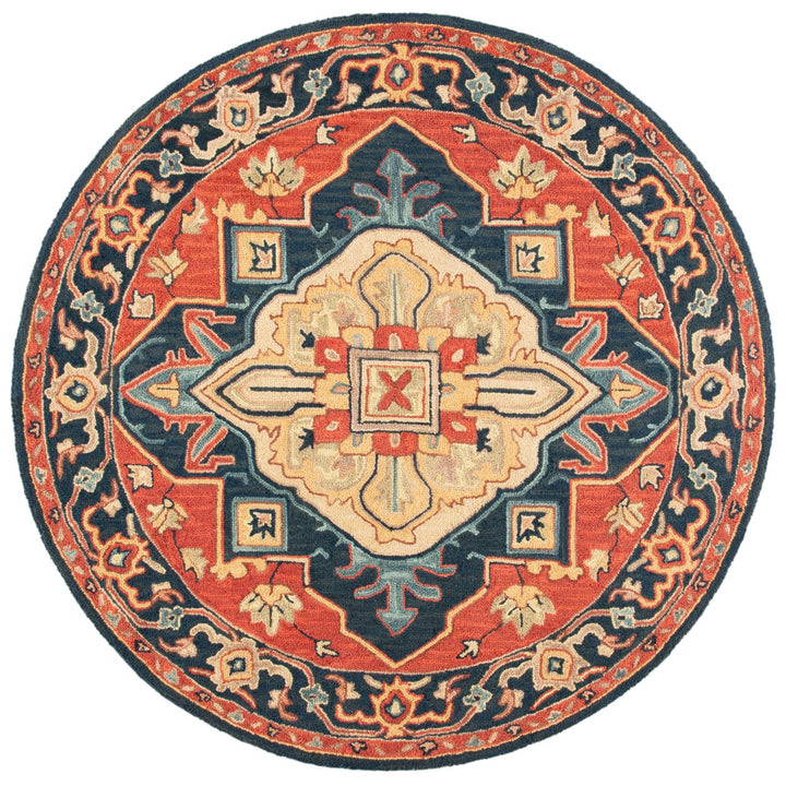 SAFAVIEH Heritage HG920Q Handmade Red / Navy Rug Image 2