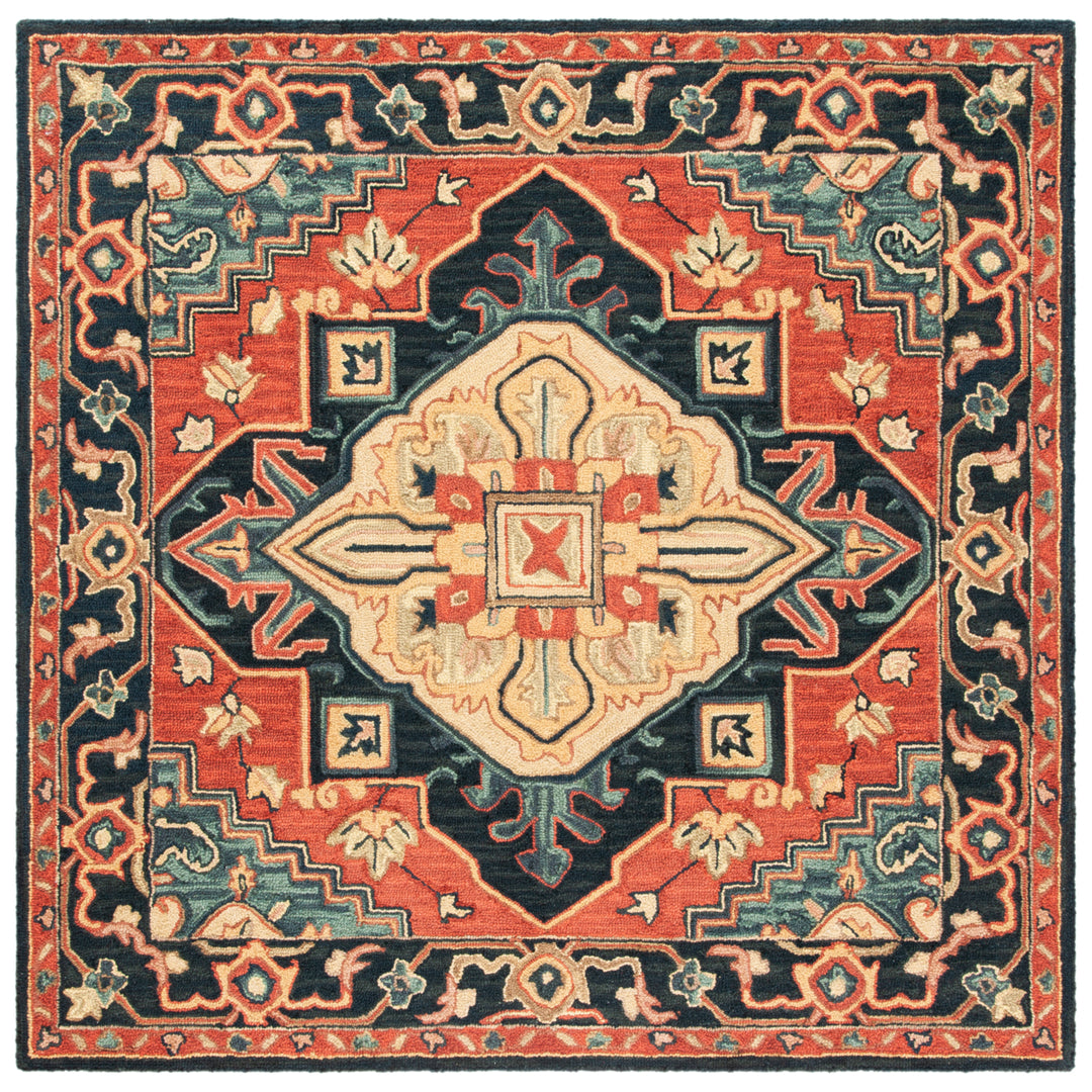 SAFAVIEH Heritage HG920Q Handmade Red / Navy Rug Image 3