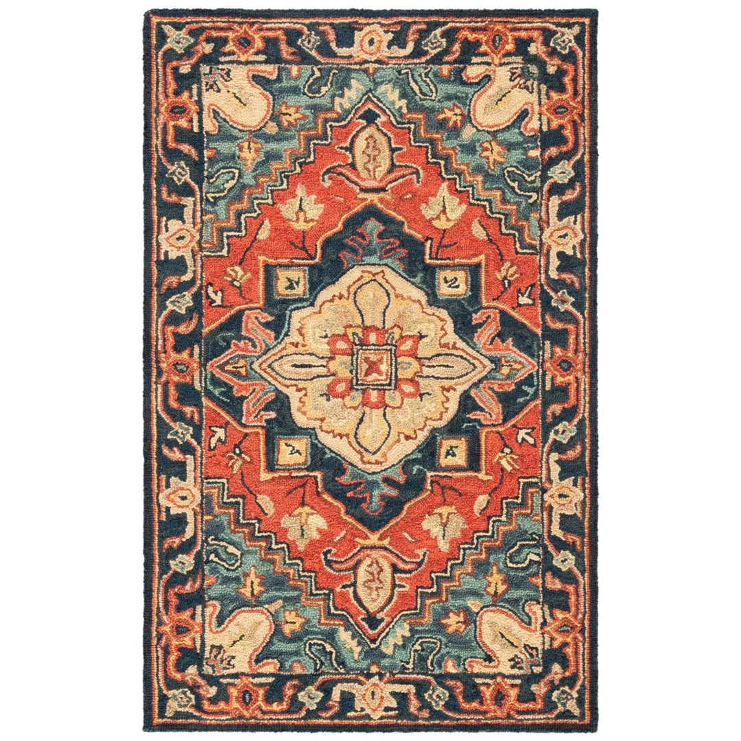 SAFAVIEH Heritage HG920Q Handmade Red / Navy Rug Image 4