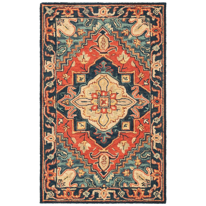 SAFAVIEH Heritage HG920Q Handmade Red / Navy Rug Image 7