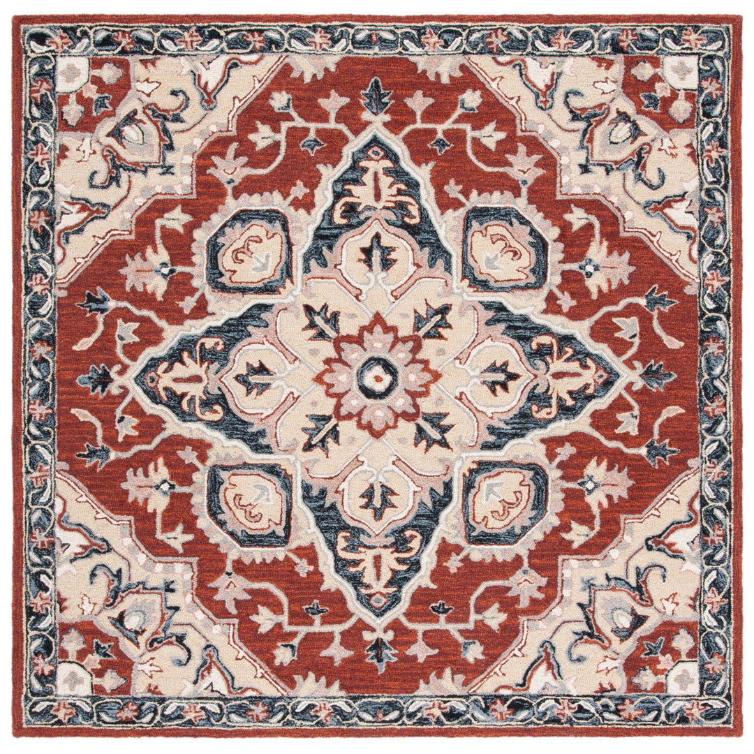 SAFAVIEH Heritage HG922Q Handmade Red / Black Rug Image 1