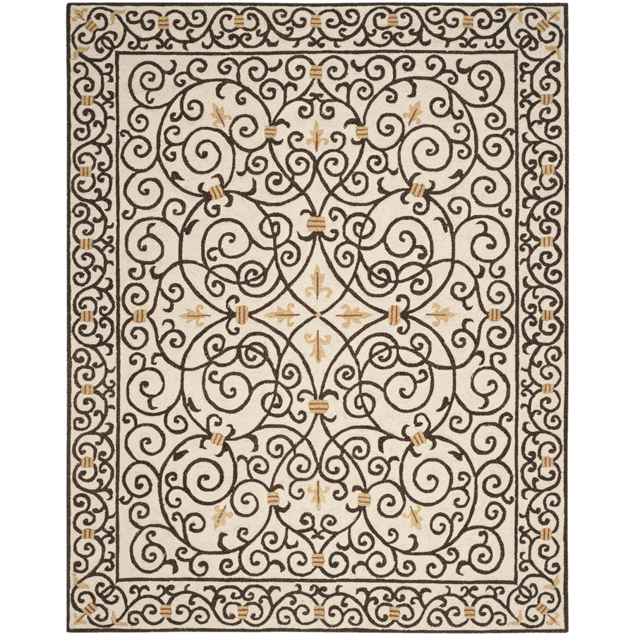 SAFAVIEH Chelsea HK11H Hand-hooked Ivory /Dark Brown Rug Image 1