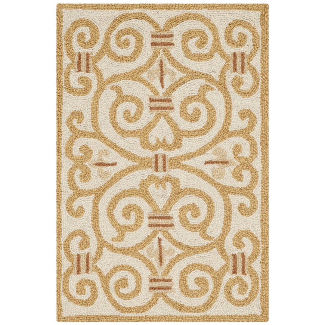 SAFAVIEH Chelsea HK11P Hand-hooked Ivory / Gold Rug Image 2