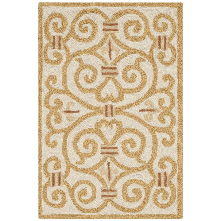 SAFAVIEH Chelsea HK11P Hand-hooked Ivory / Gold Rug Image 2