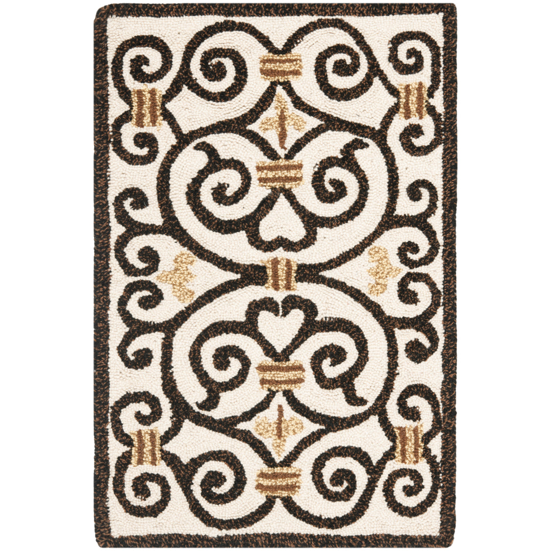 SAFAVIEH Chelsea HK11H Hand-hooked Ivory /Dark Brown Rug Image 2