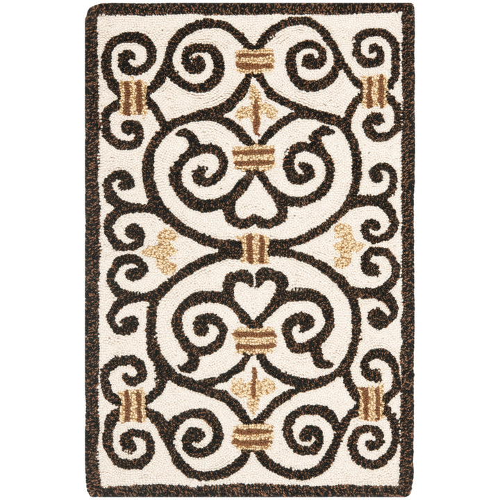 SAFAVIEH Chelsea HK11H Hand-hooked Ivory /Dark Brown Rug Image 2