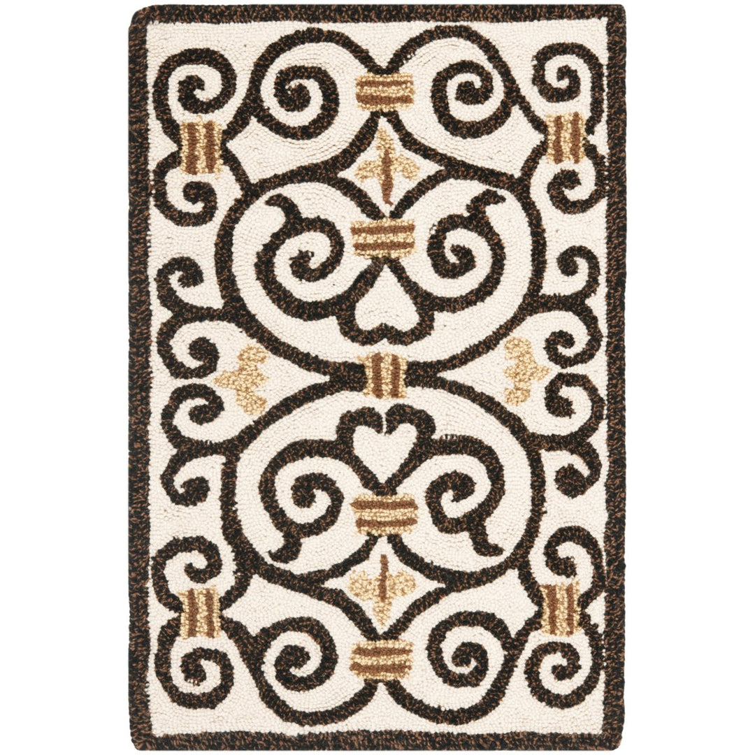 SAFAVIEH Chelsea HK11H Hand-hooked Ivory /Dark Brown Rug Image 1