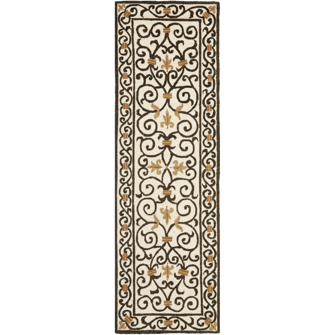 SAFAVIEH Chelsea HK11H Hand-hooked Ivory /Dark Brown Rug Image 3