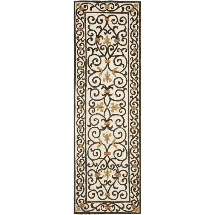 SAFAVIEH Chelsea HK11H Hand-hooked Ivory /Dark Brown Rug Image 3