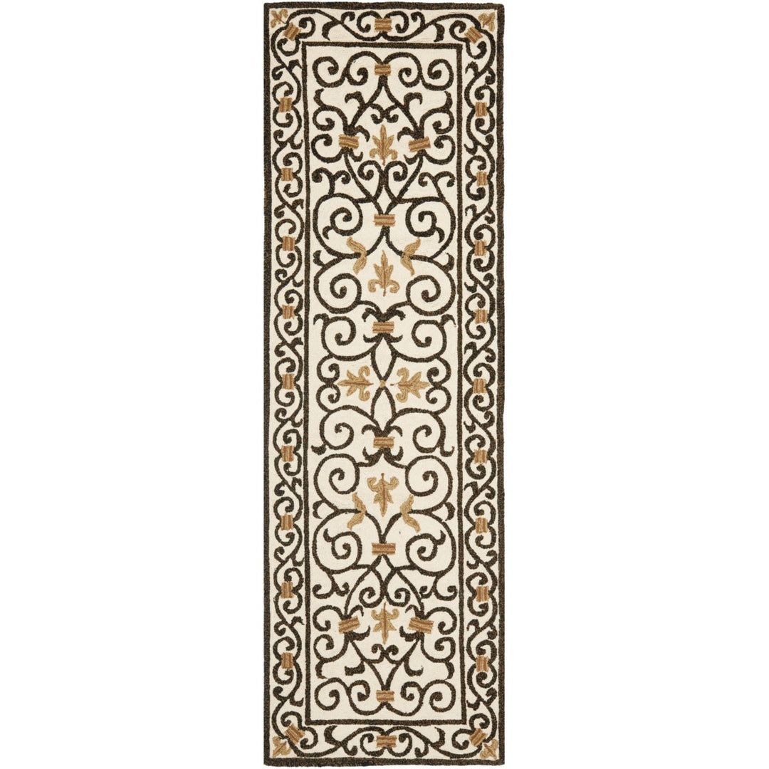 SAFAVIEH Chelsea HK11H Hand-hooked Ivory /Dark Brown Rug Image 1