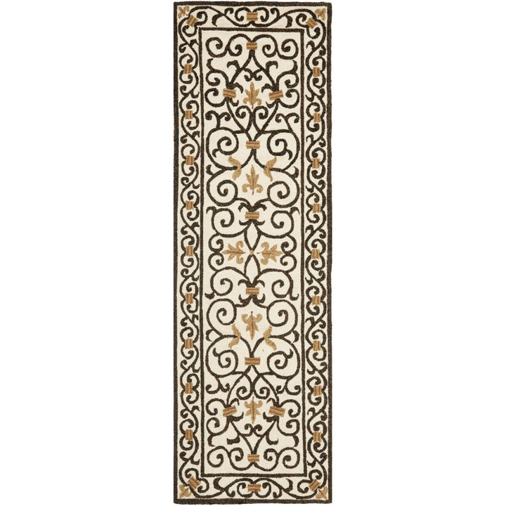 SAFAVIEH Chelsea HK11H Hand-hooked Ivory /Dark Brown Rug Image 1