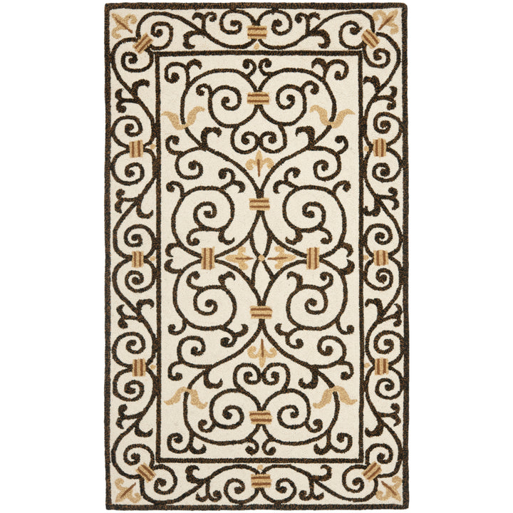 SAFAVIEH Chelsea HK11H Hand-hooked Ivory /Dark Brown Rug Image 4