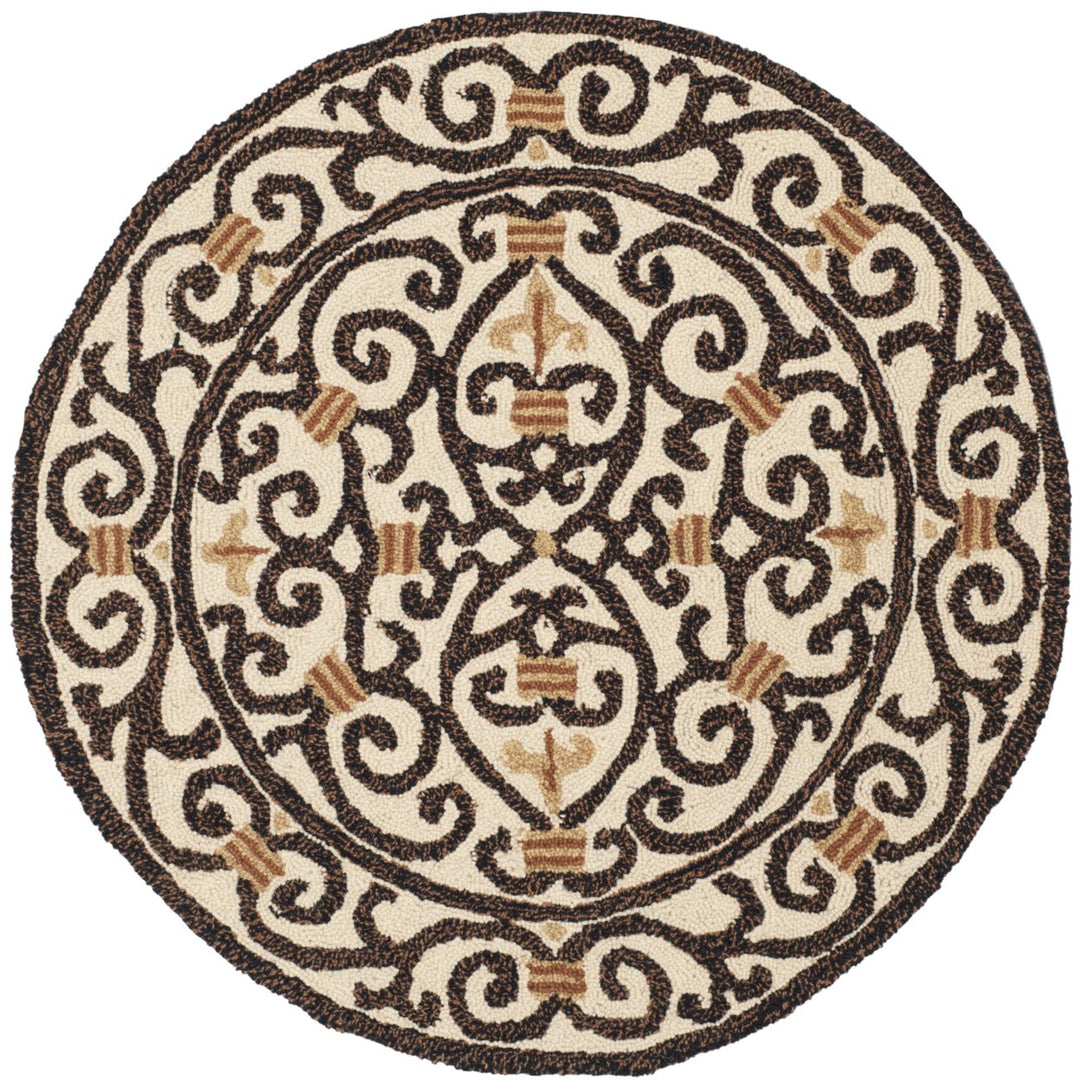 SAFAVIEH Chelsea HK11H Hand-hooked Ivory /Dark Brown Rug Image 5