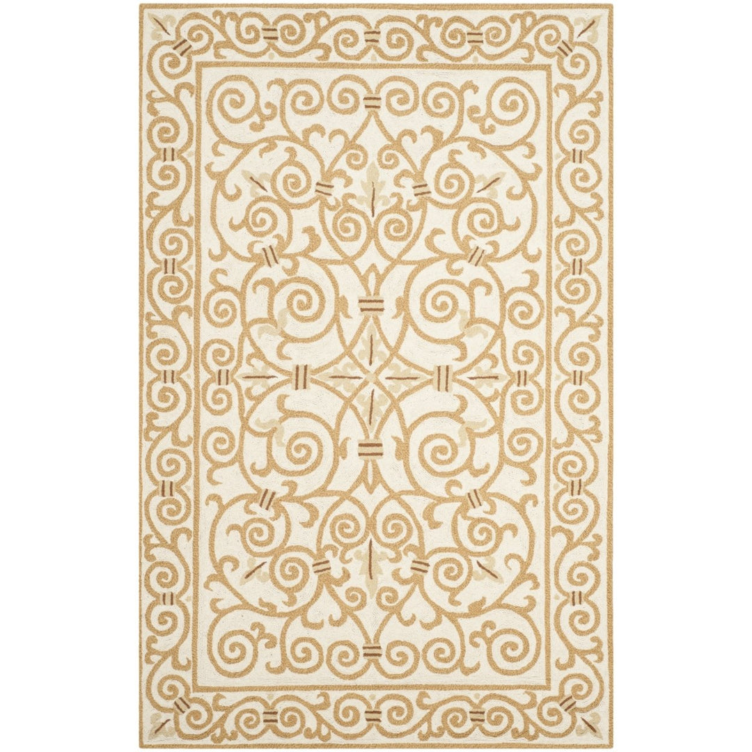 SAFAVIEH Chelsea HK11P Hand-hooked Ivory / Gold Rug Image 1