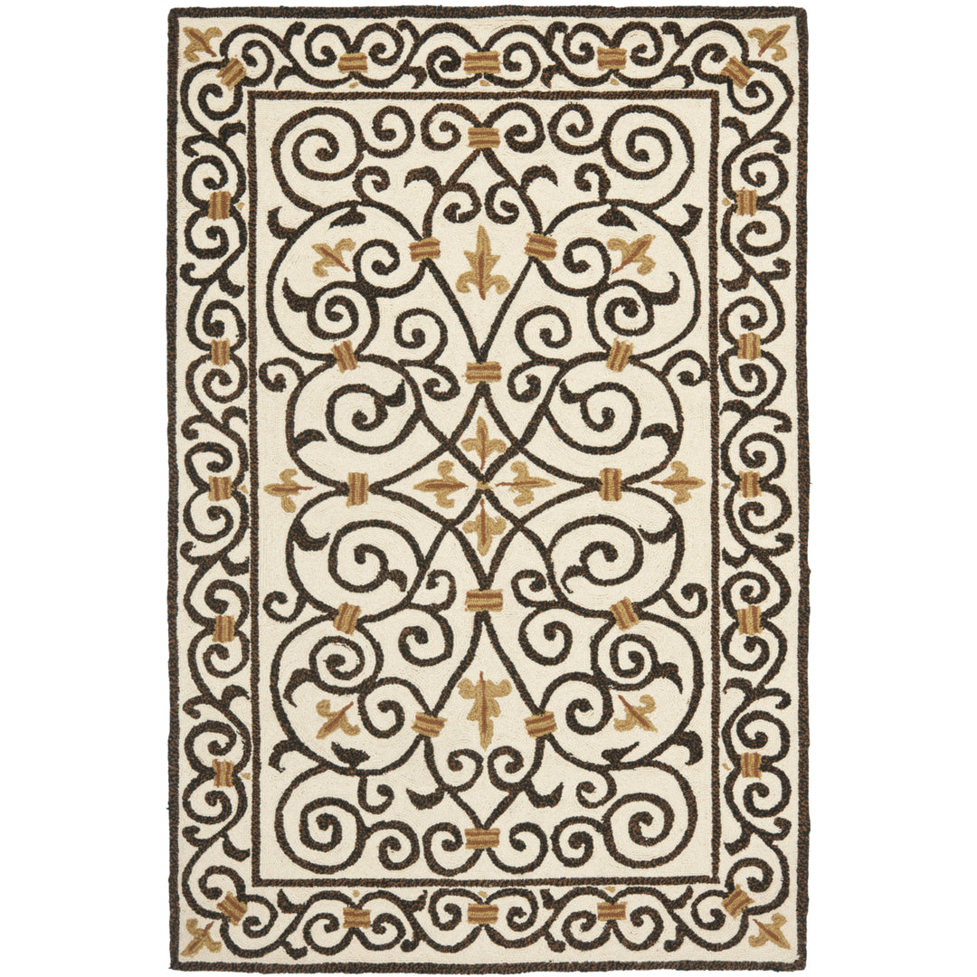 SAFAVIEH Chelsea HK11H Hand-hooked Ivory /Dark Brown Rug Image 6