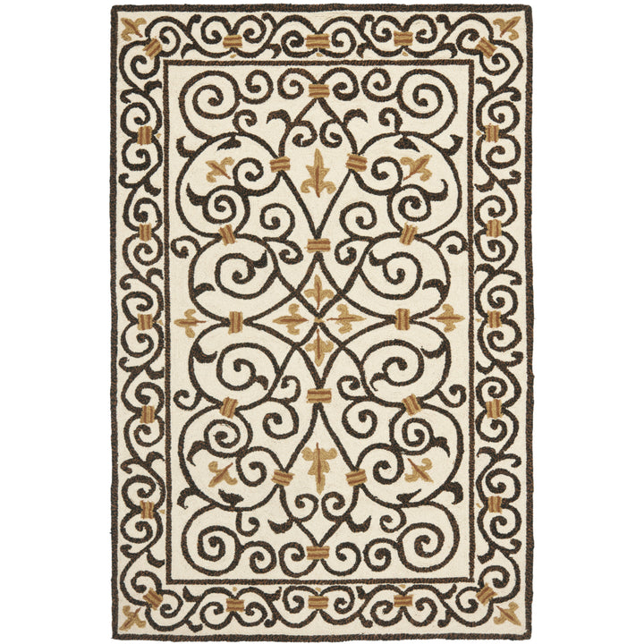 SAFAVIEH Chelsea HK11H Hand-hooked Ivory /Dark Brown Rug Image 6