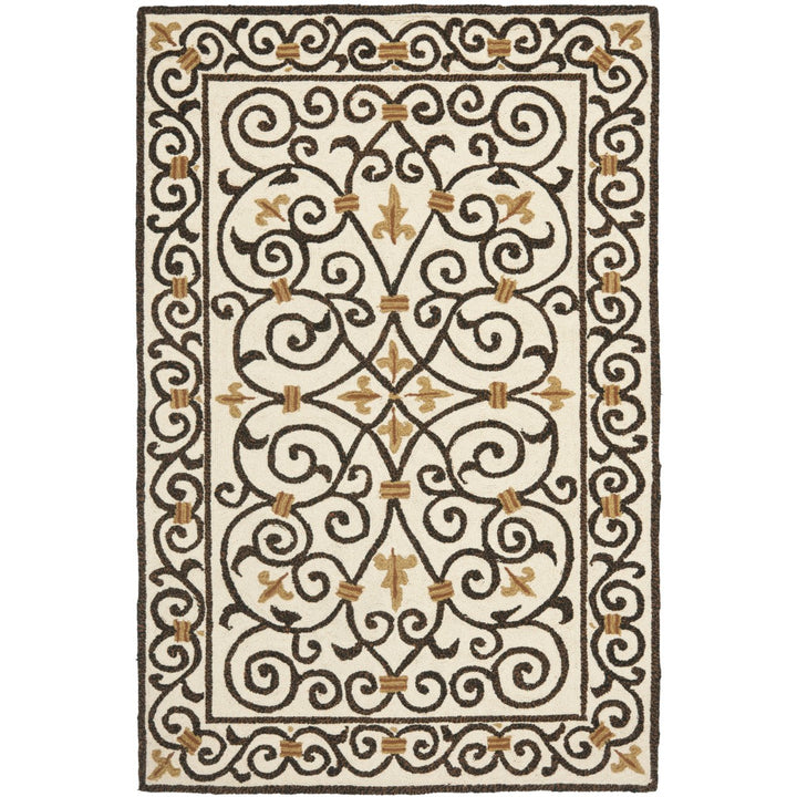 SAFAVIEH Chelsea HK11H Hand-hooked Ivory /Dark Brown Rug Image 1