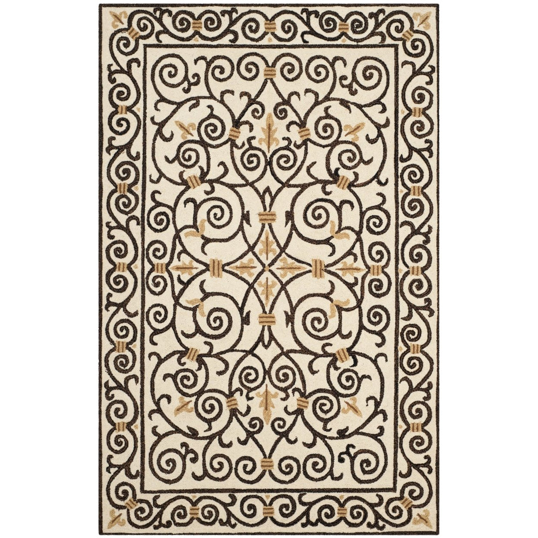 SAFAVIEH Chelsea HK11H Hand-hooked Ivory /Dark Brown Rug Image 7