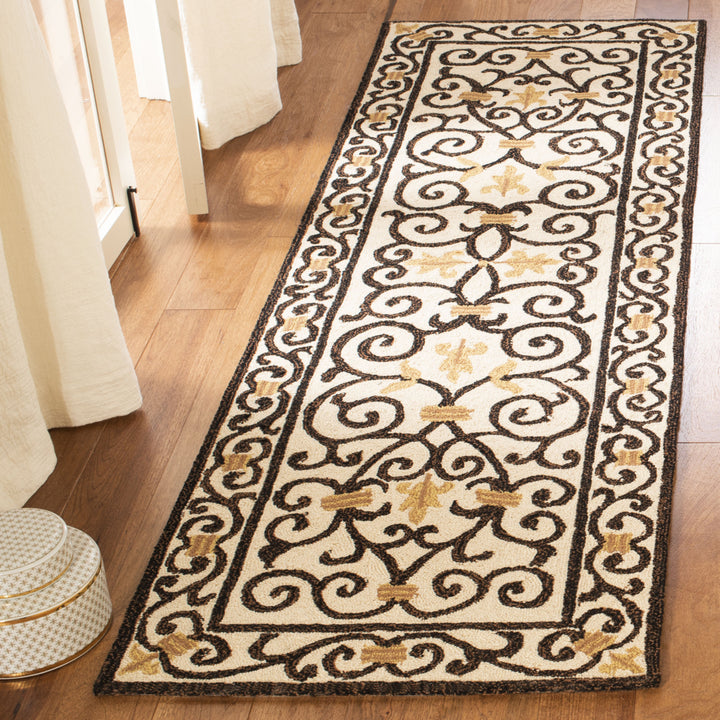 SAFAVIEH Chelsea HK11H Hand-hooked Ivory /Dark Brown Rug Image 11