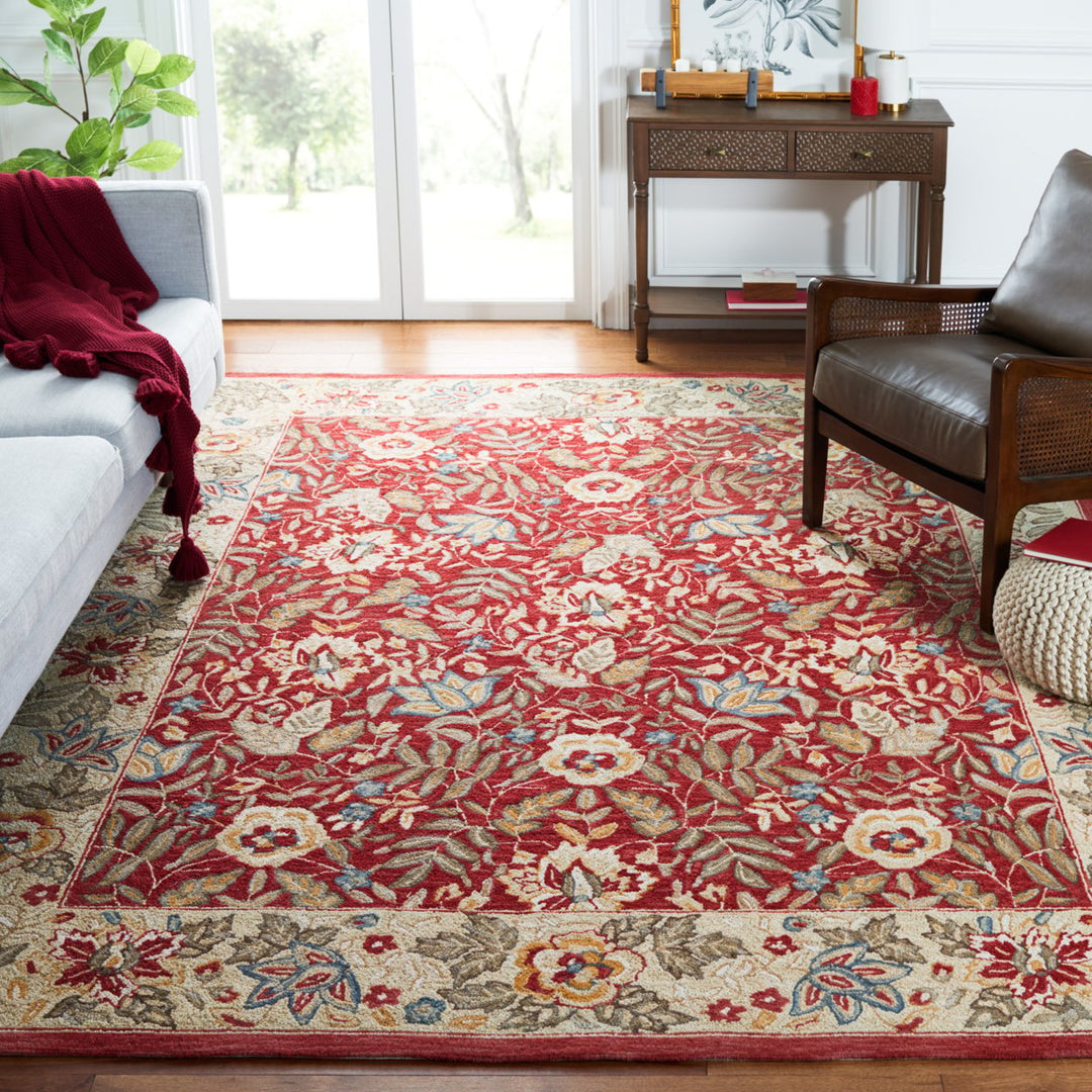 SAFAVIEH Chelsea HK140C Hand-hooked Red / Ivory Rug Image 1