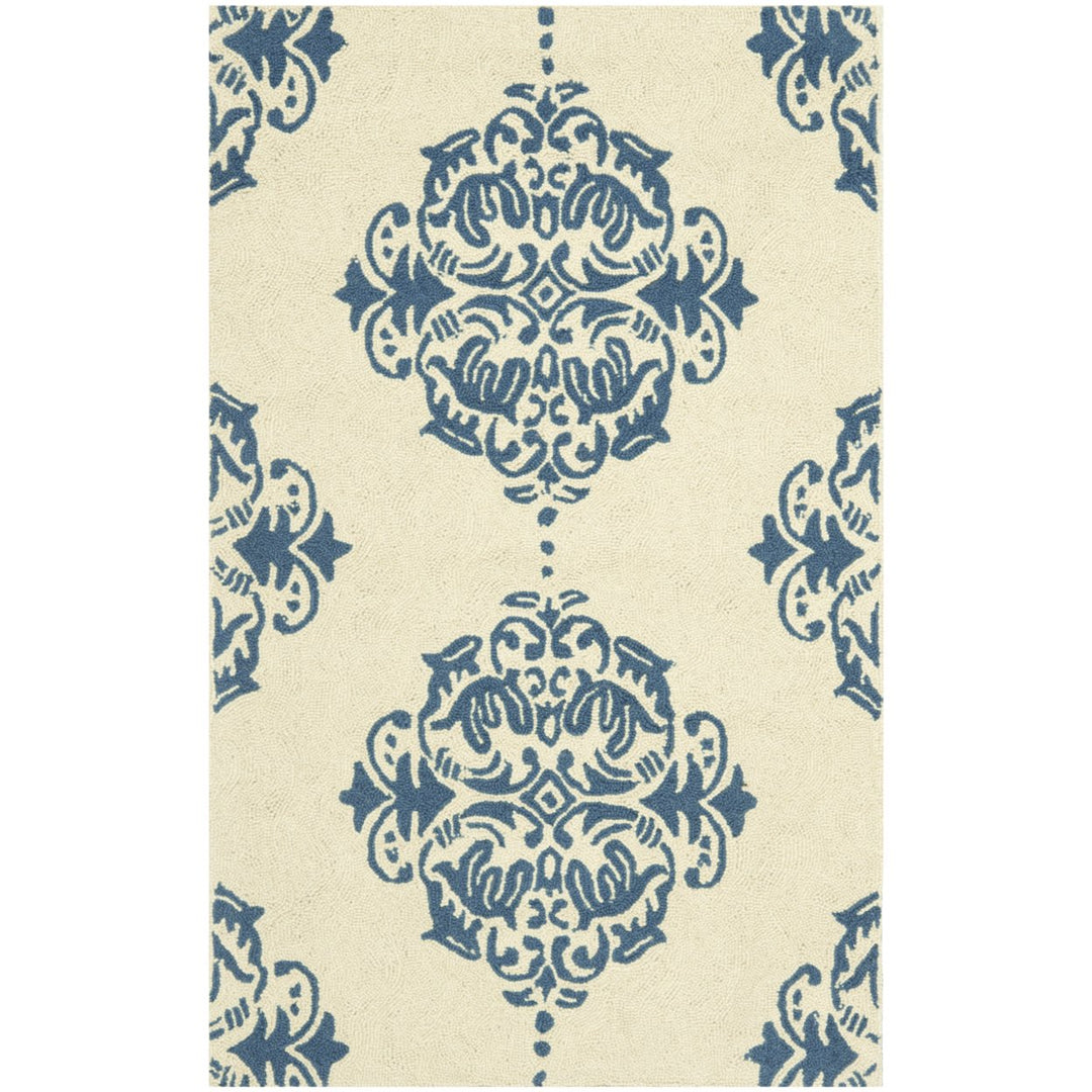 SAFAVIEH Chelsea HK145A Hand-hooked Ivory / Blue Rug Image 1