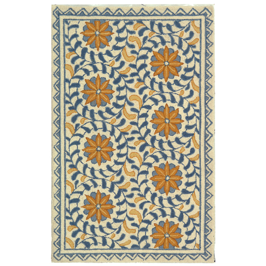 SAFAVIEH Chelsea HK150A Hand-hooked Ivory / Blue Rug Image 4