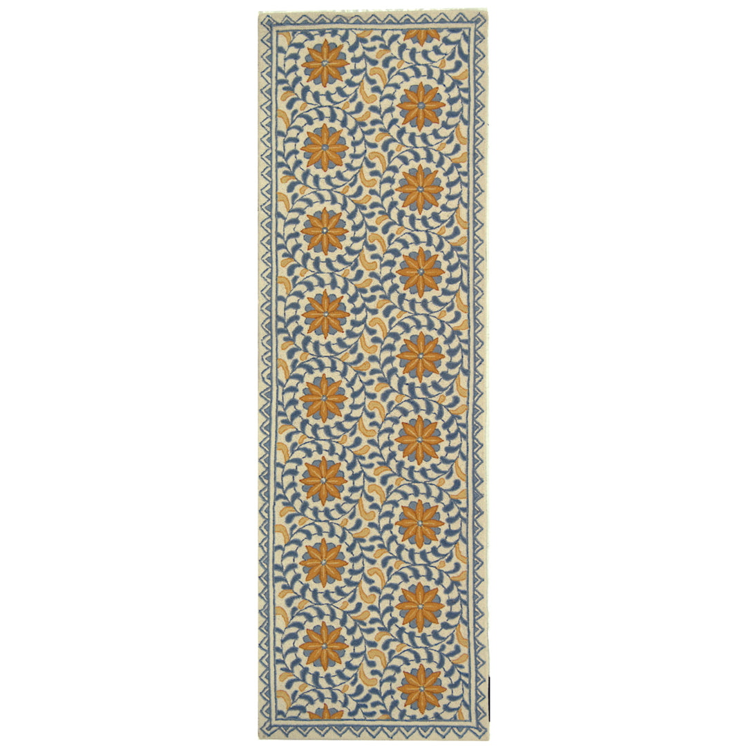 SAFAVIEH Chelsea HK150A Hand-hooked Ivory / Blue Rug Image 5