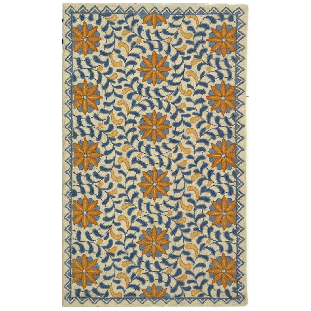 SAFAVIEH Chelsea HK150A Hand-hooked Ivory / Blue Rug Image 6