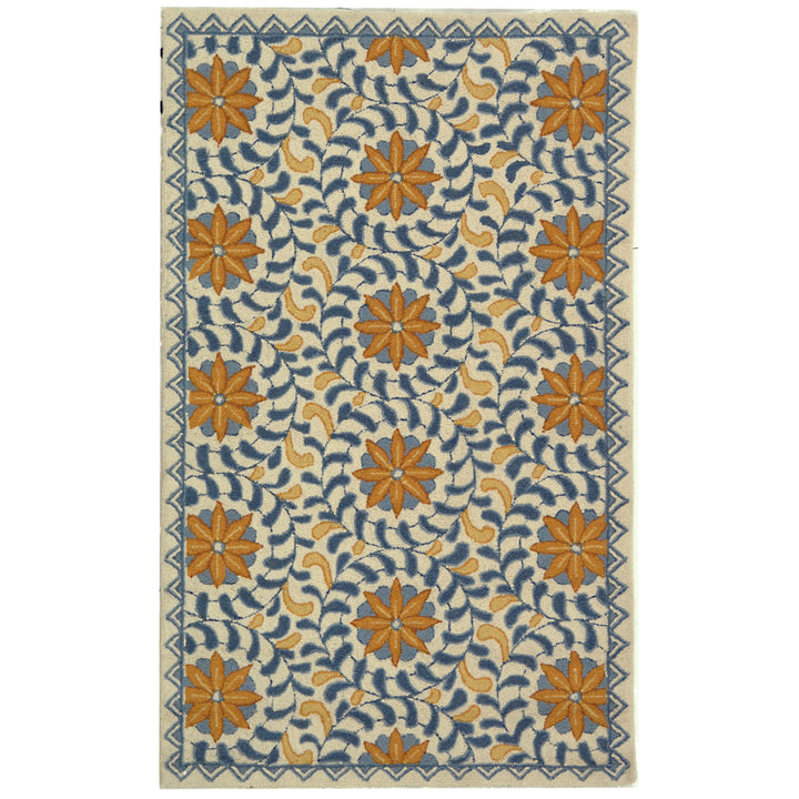 SAFAVIEH Chelsea HK150A Hand-hooked Ivory / Blue Rug Image 6