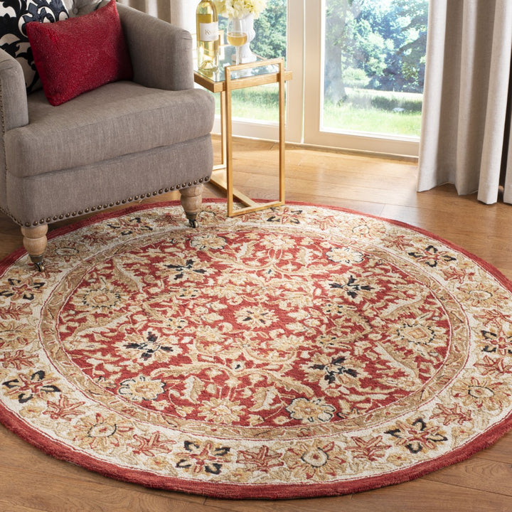 SAFAVIEH Chelsea HK157A Hand-hooked Red / Ivory Rug Image 10