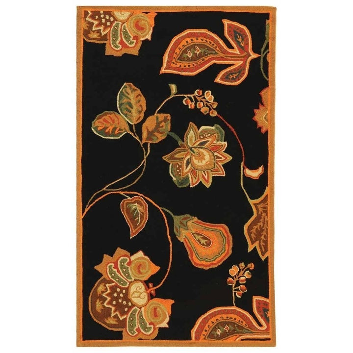 SAFAVIEH Chelsea HK209C Hand-hooked Black / Orange Rug Image 4