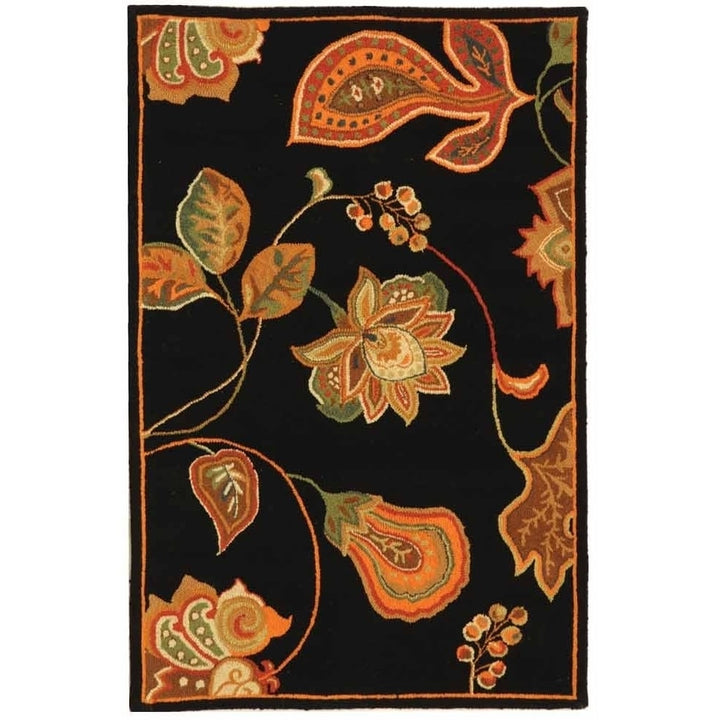 SAFAVIEH Chelsea HK209C Hand-hooked Black / Orange Rug Image 1