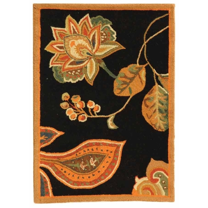 SAFAVIEH Chelsea HK209C Hand-hooked Black / Orange Rug Image 8