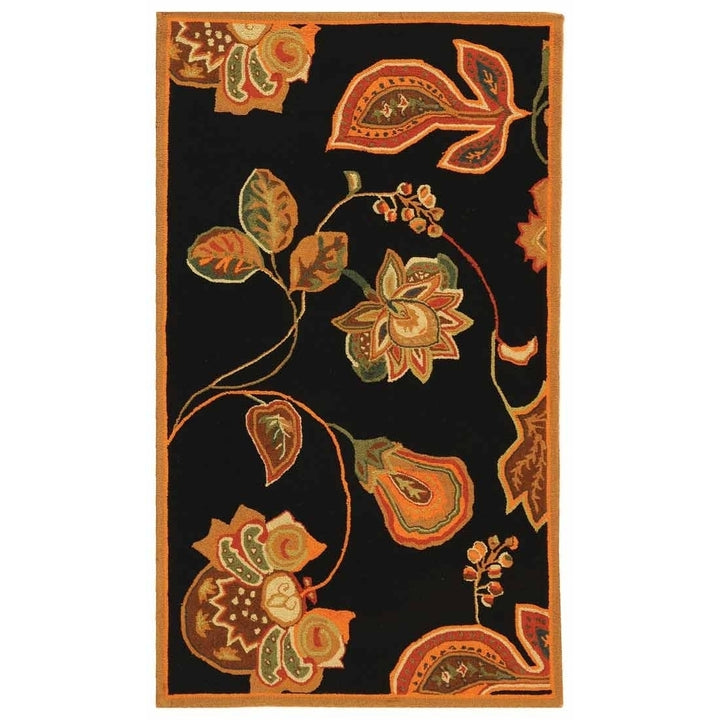 SAFAVIEH Chelsea HK209C Hand-hooked Black / Orange Rug Image 9