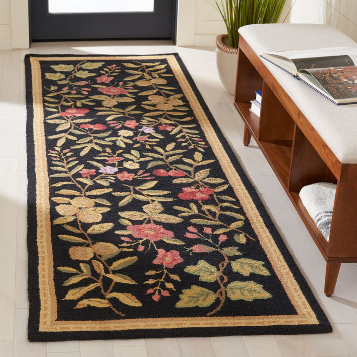 SAFAVIEH Chelsea Collection HK210B Hand-hooked Black Rug Image 10