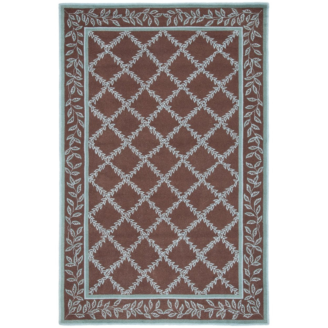 SAFAVIEH Chelsea HK230G Hand-hooked Brown / Blue Rug Image 1