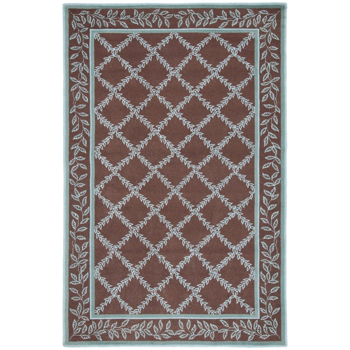 SAFAVIEH Chelsea HK230G Hand-hooked Brown / Blue Rug Image 1