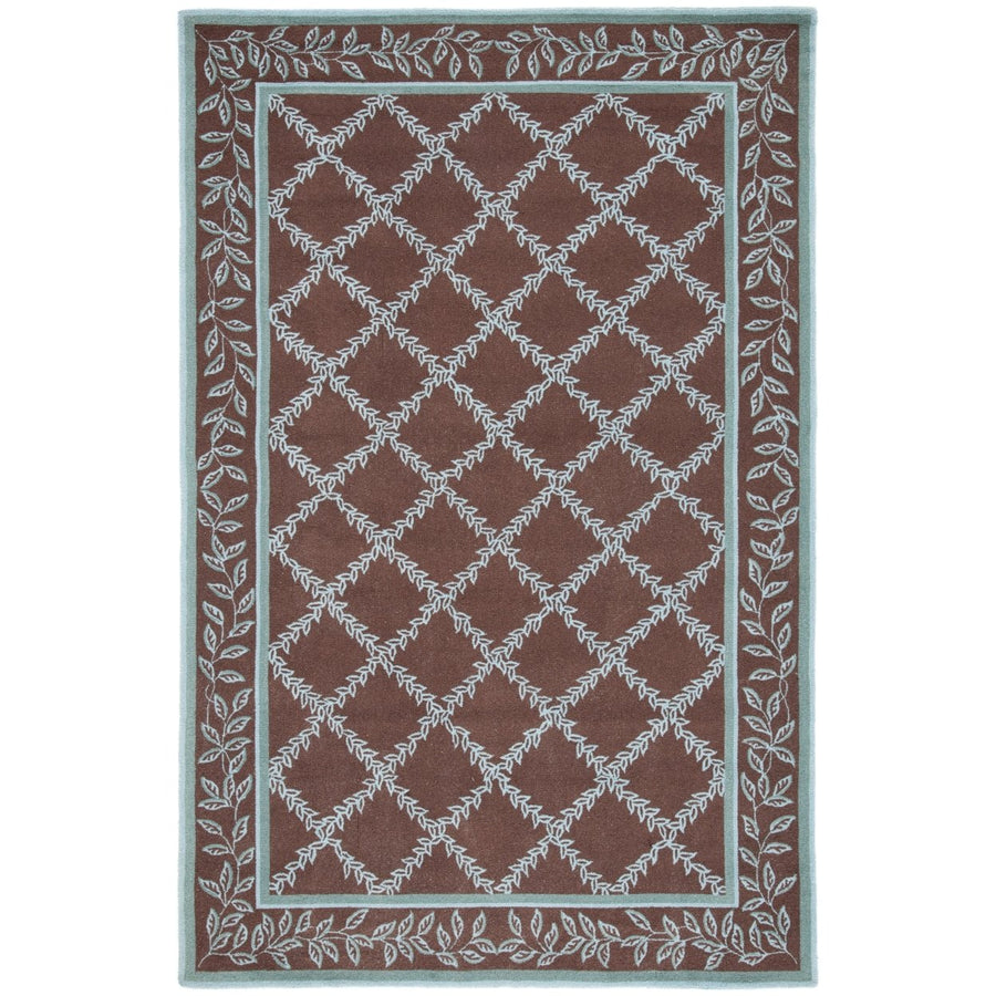 SAFAVIEH Chelsea HK230G Hand-hooked Brown / Blue Rug Image 1