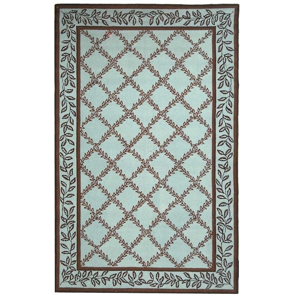 SAFAVIEH Chelsea HK230J Hand-hooked Blue / Brown Rug Image 3