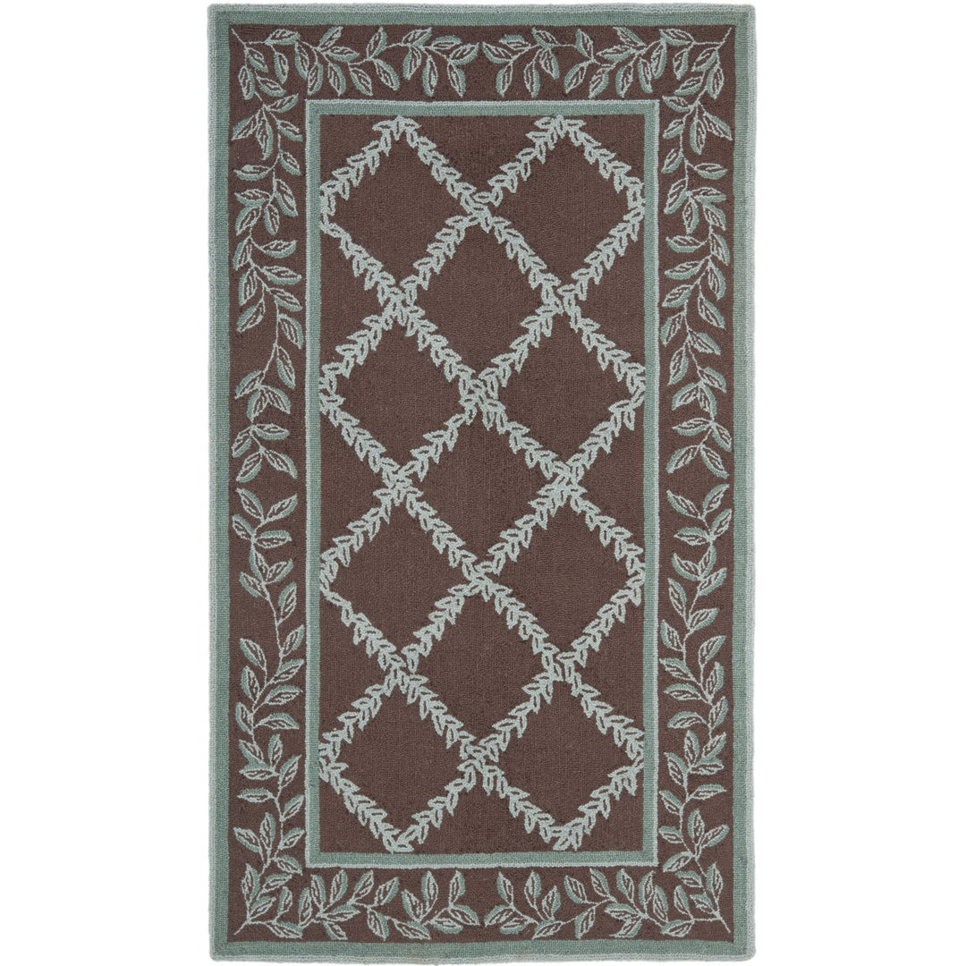 SAFAVIEH Chelsea HK230G Hand-hooked Brown / Blue Rug Image 4