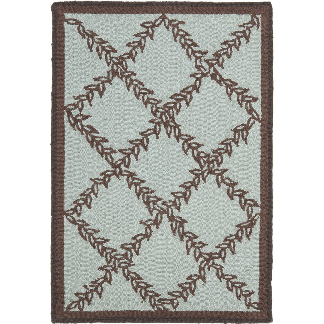 SAFAVIEH Chelsea HK230J Hand-hooked Blue / Brown Rug Image 6