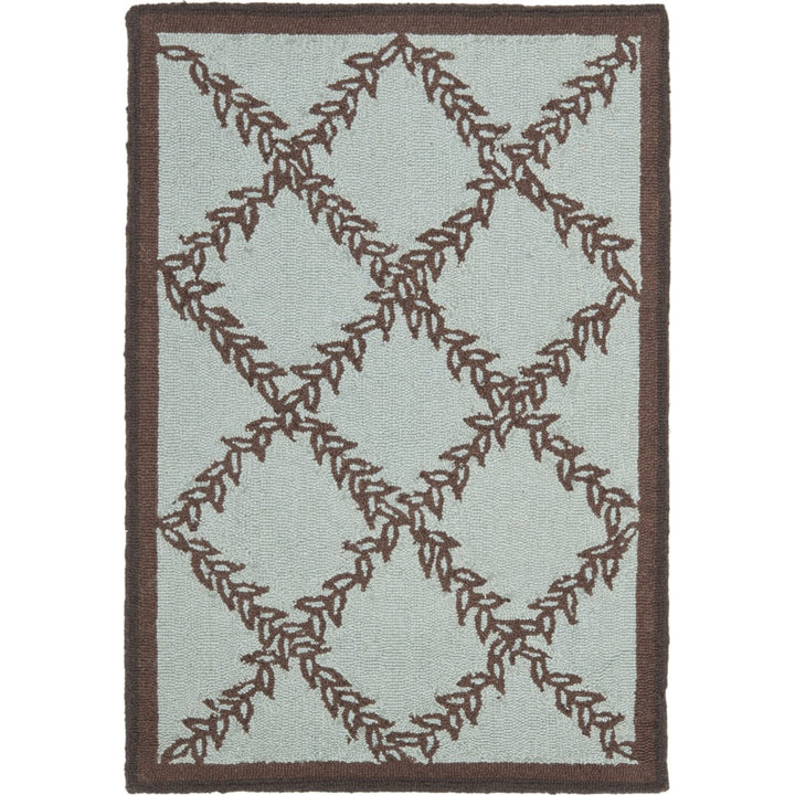 SAFAVIEH Chelsea HK230J Hand-hooked Blue / Brown Rug Image 1