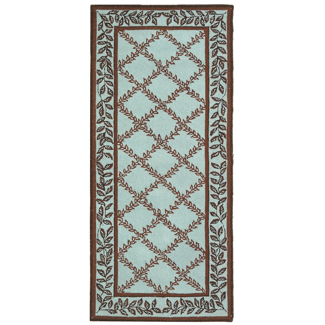 SAFAVIEH Chelsea HK230J Hand-hooked Blue / Brown Rug Image 7