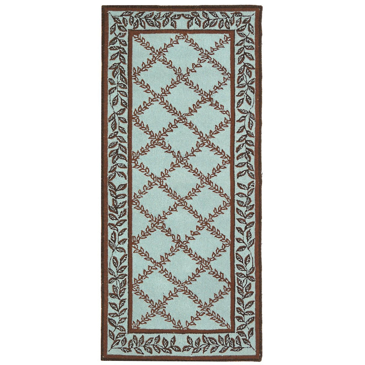 SAFAVIEH Chelsea HK230J Hand-hooked Blue / Brown Rug Image 7