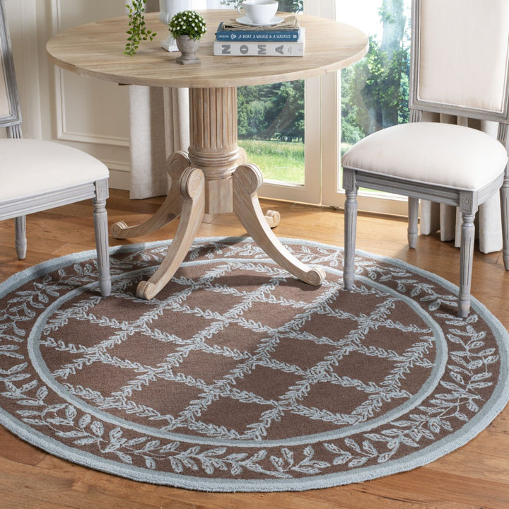 SAFAVIEH Chelsea HK230G Hand-hooked Brown / Blue Rug Image 10