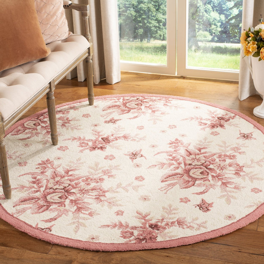 SAFAVIEH Chelsea HK250C Hand-hooked Ivory / Rose Rug Image 2