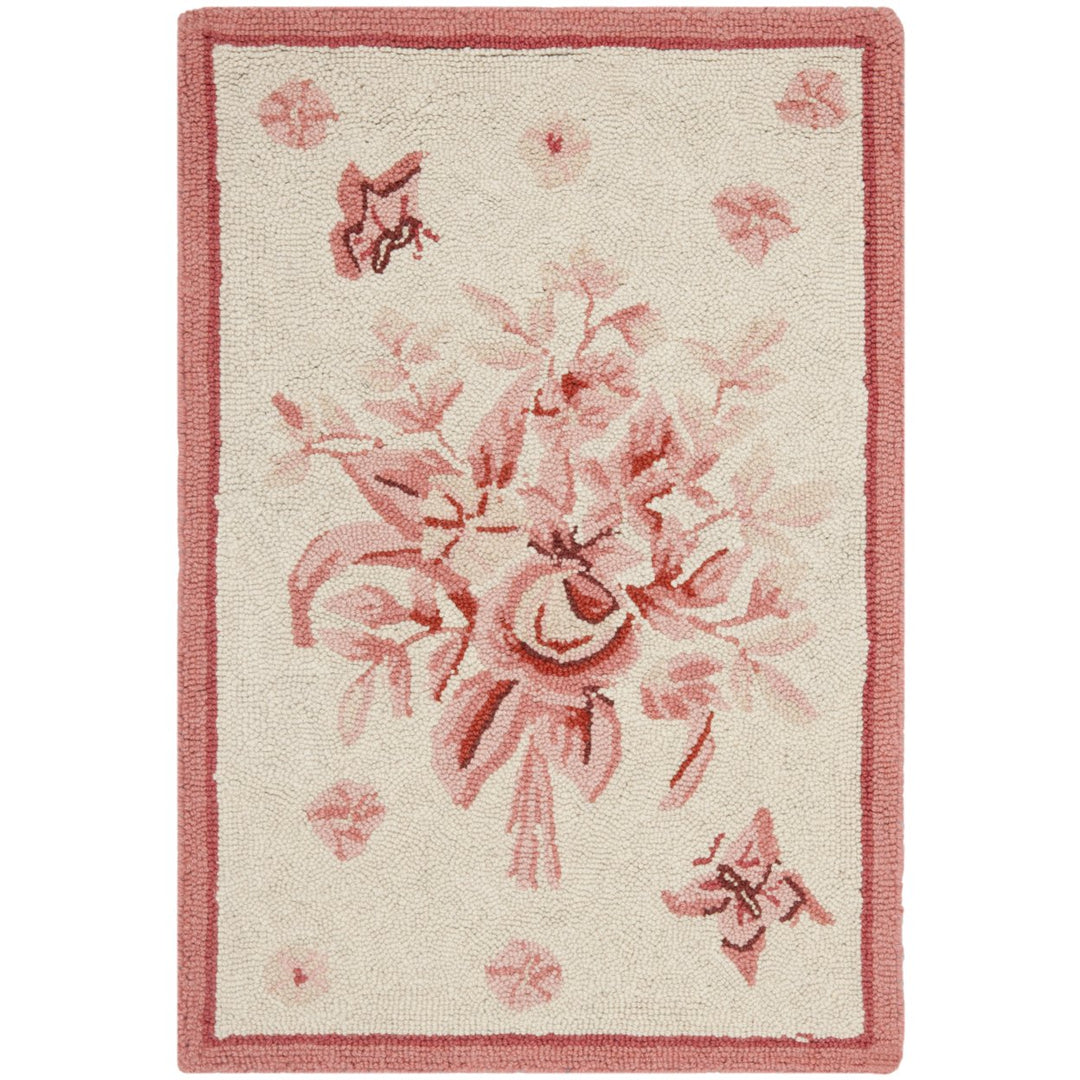 SAFAVIEH Chelsea HK250C Hand-hooked Ivory / Rose Rug Image 1