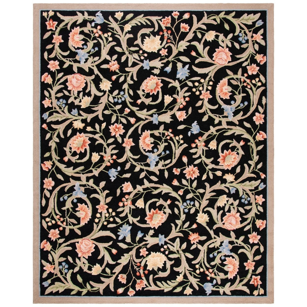 SAFAVIEH Chelsea Collection HK248B Hand-hooked Black Rug Image 1