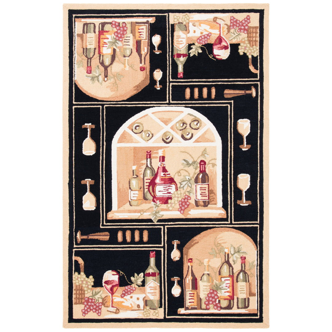 SAFAVIEH Chelsea HK254B Hand-hooked Black / Multi Rug Image 1